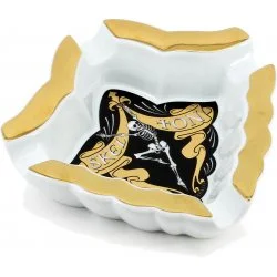 Skelton Cigar Ashtray Porcelain Gold Painted