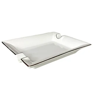 Cigar Ashtray white/silver quadratic