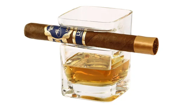 Rum and Whisky Glass with Cigar Holder